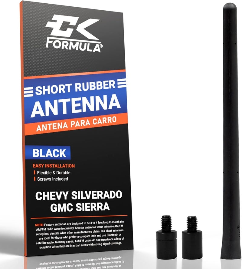 CK FORMULA 7-Inch Flexible Rubber Truck Antenna for Chevy Silverado 1500 & GMC Sierra (1999–2025), Durable All-Weather Build with Copper Coil, Car Wash Safe, Short Replacement Antenna, Truck Accessories - Image 1